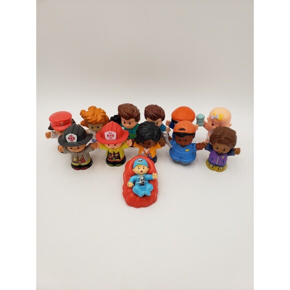 Fisher Price Little People Lot 12 Assorted Figures Train Conductor Firefighter - Picture 1 of 7